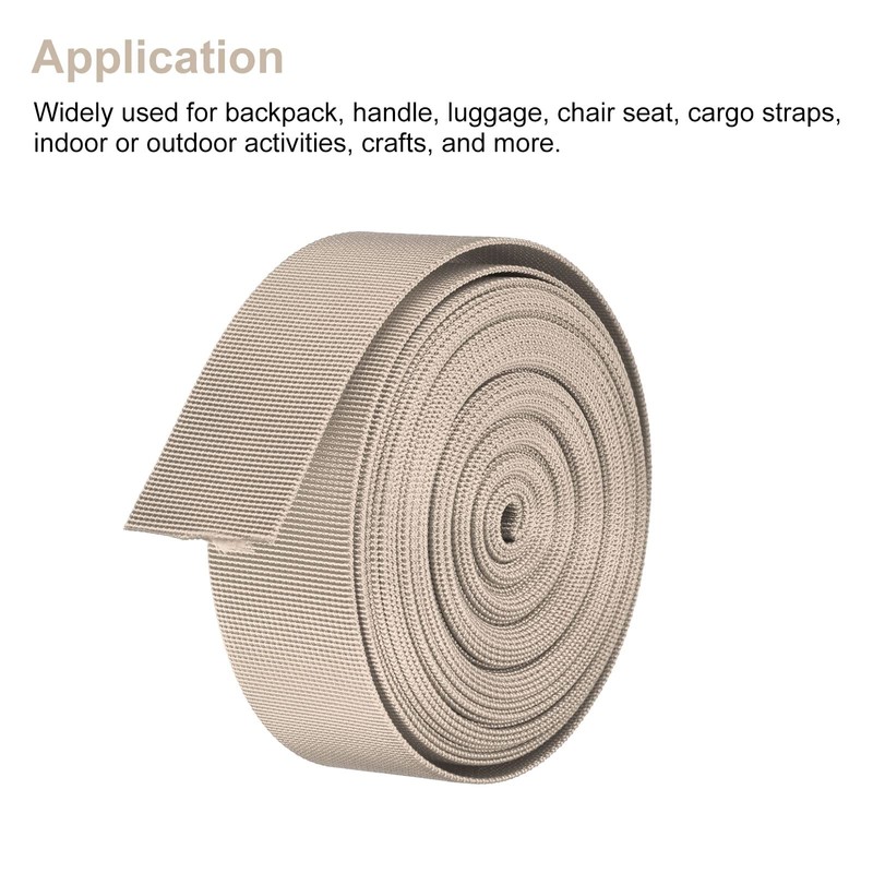 MECCANIXITY Flat Nylon Webbing Strap 1.5 Inch 10 Yards Champagne