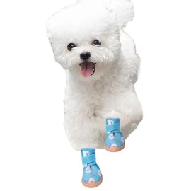 Paipeper Dog Shoes for Small Dogs,Breathable Dog Boots,Pet Paw Protector for Hot Pavement and Winter Snow,Outdoor Walking and Indoor Hardfloors(Blue White-Size 2)