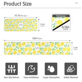 Kitchen Sink Splash Guard 1 PC 14.7 Inch Sink Faucet Mat Splash Guard for Bathroom Countertop Water Absorbent Foldable Cuttable Soft Washable Yellow Lemon