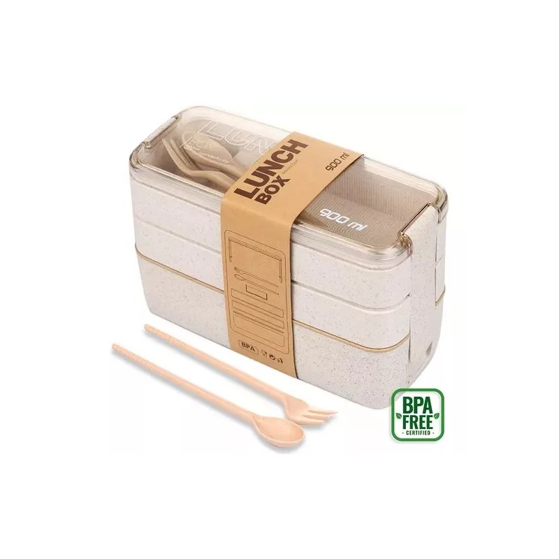 ML Lonchera Lunch Box 3 Niveles Portaviandas Libre Bpa Trigo