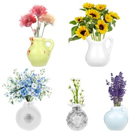 5pcs Mini Vase Magnets for Fridge, Cute Ceramic Tiny 3D Plant Magnets Funny Plant Vase Fridge Decoration for Refrigerator Kitchen Locker Office Decor