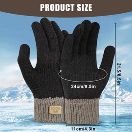 flintronic Winter Thermal Gloves, Womens Thermal Warm Knit Touchscreen Gloves, Thermal Mittens Black Gloves, Mens Winter Gloves, Stretchy Warm Gloves for Running Cycling Skiing Riding