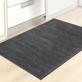 KMVIZI Kitchen Rug Washable Non-Slip 50 x 80 cm, Chenille Kitchen Runner Non-Slip with Rubber, Rug Runner Kitchen Mat Absorbent Washable Rugs for Hallway, Entrance, Bathroom, Grey