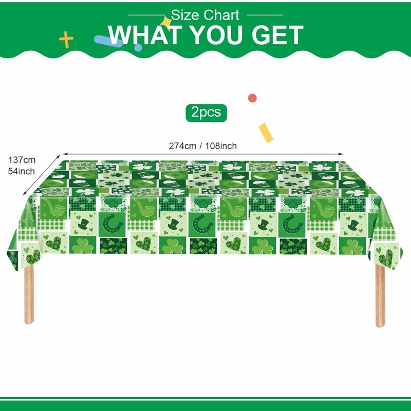 2Pack St. Patrick's Day Tablecloth St. Patrick's Day Lucky Green