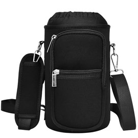 GAZLEMHO Insulated Water Bottle Bag - Neoprene Carrier Sleeve for 40 oz Water Jug, Gym Hiking Water Flask Carrying Pouch Sling Holder with Strap and 2 Pockets for Storage Phone, Card, Keys