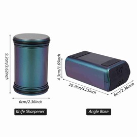 Rolling Knife Sharpener - Knife Sharpening Tool with Diamond and Ceramic Discs for Steel of Any Hardness, 15 and 20 Degrees Magnetic Angle Base for Kitchen Knives, Chef Knife Set, Scissors (Blue)