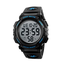 LIFEJXWEN Digital Sports Watch for Men, 50M Waterproof Sports Watch for Men with LED Backlight and Alarm Stopwatch 12/24 Hours, blue, Ribbon