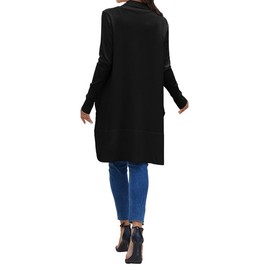 JayscreateEU Women's Long Knitted Cardigan Ladies Pockets Long Sleeve Oversized Open Longline Winter Cardigan, Black M