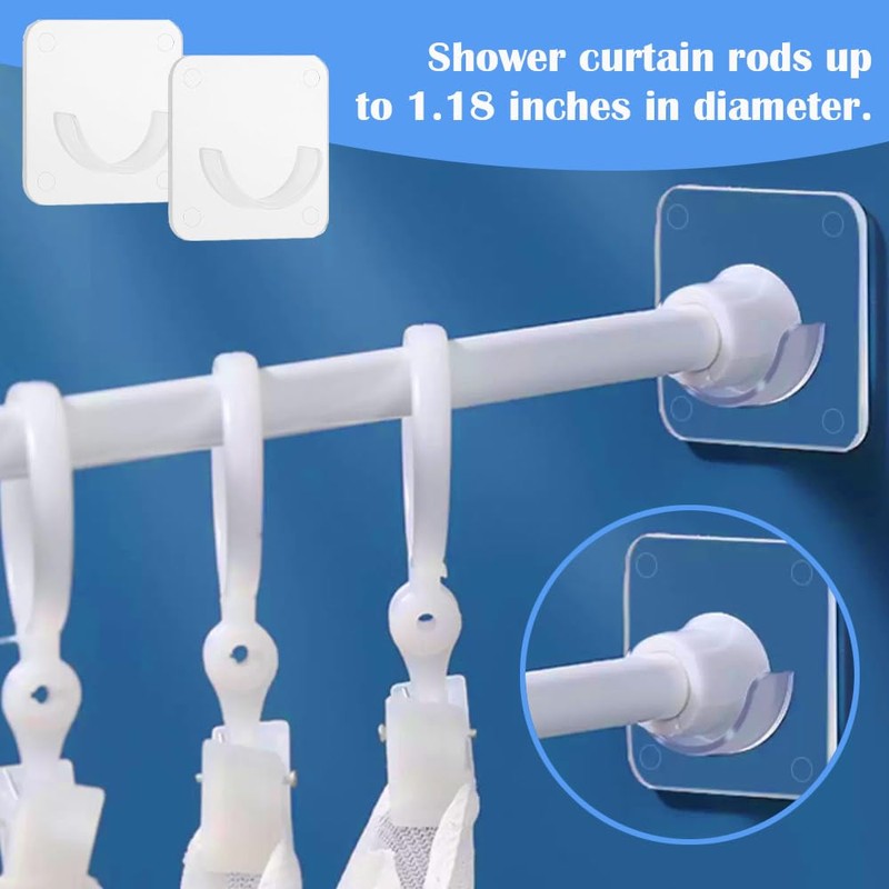 8 PCS Curtain Rod Holder Invisible Shower Rod Retainer No