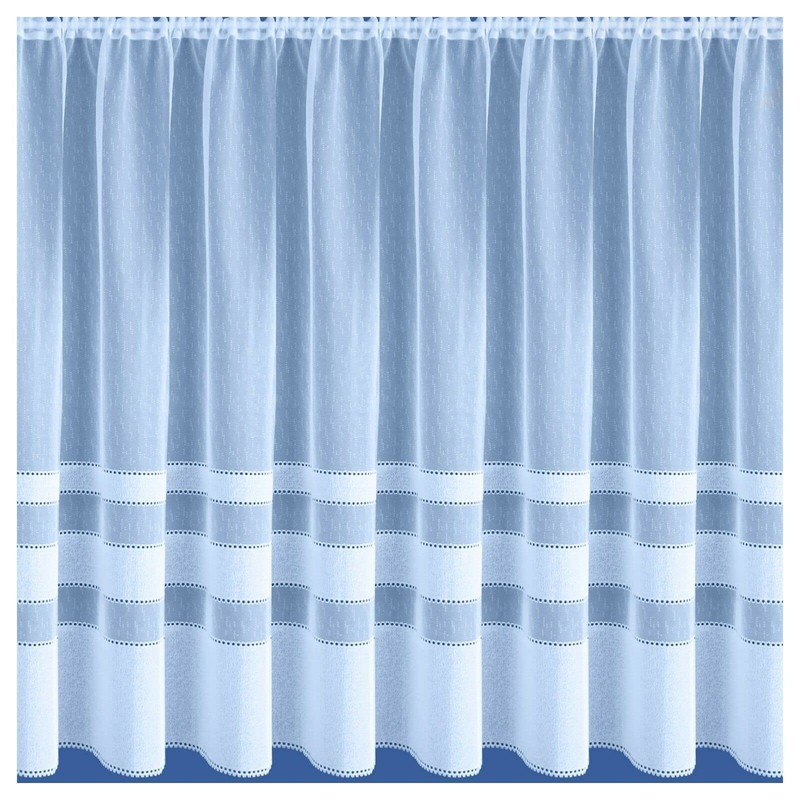 Maple Textiles Horizon Semi-Plain Stripe Ribbon Band White Net Curtain