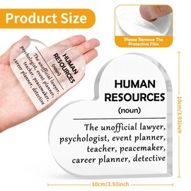Human Resource Gift HR Inspirational Gift Acrylic Heart-Shaped Keepsake Human Resource Appreciation Gift HR Thank You Gift Acrylic Heart Plaque HR Gift for Women Men Office Gift for Coworker Colleague