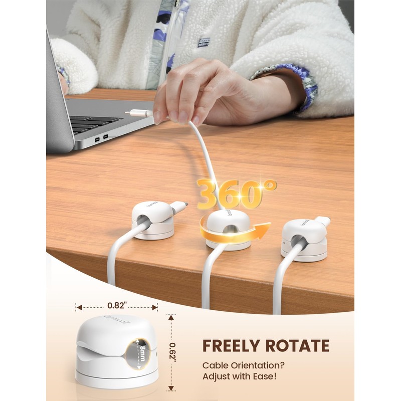 6Pack Rotatable Cord Organizer Cable Clips - Lamicall [1s Lock]