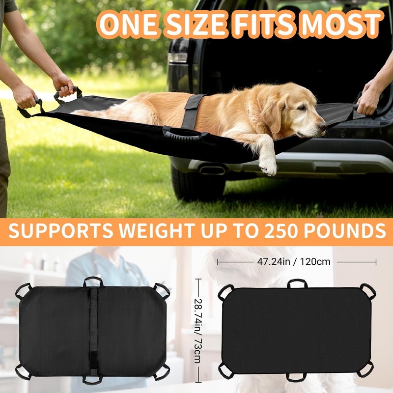 Geiserailie Transport Stretcher for Large Dogs with 6 Handles 47"