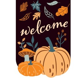 Briarwood Lane Pumpkins and Mushrooms Burlap Garden Flag