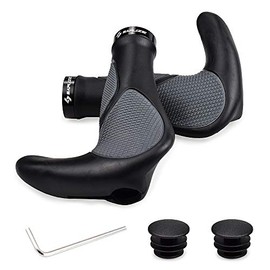 SAPLIZE New Generation Bike Handlebar Grips, Ergonomics Comfort Design with Two Sides Locking Alti-Slip Rubber Bicycle Handlebar Grips for MTB BMX Cycling