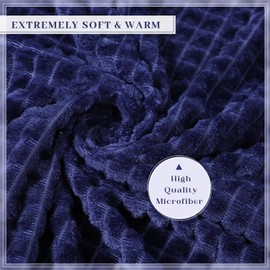 Buryeah 6 Pcs Flannel Fleece Throw Blanket Bulk 50 x 60 Inch Wedding Throw Blanket 3D Jacquard Grid Design Soft 180 GSM Thin Blanket for Couch Sofa Chair Donation Gifts (Blue)