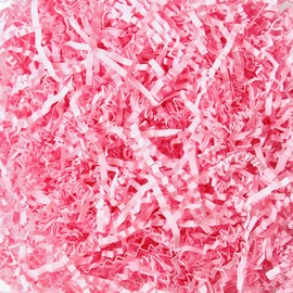 1 LB Crinkle Cut Paper Shred Filler for Gift Baskets, Easter Grass Confetti Paper Shreded Stuffing Decoration for Birthday, Wedding, Christmas, Thanksgiving (Pink)