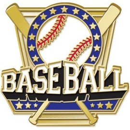 Baseball Pin - 1" Baseball Bat Shield Enamel Lapel Pin 5 Pack