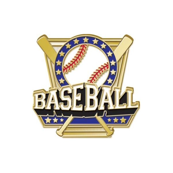 Baseball Pin - 1" Baseball Bat Shield Enamel Lapel Pin