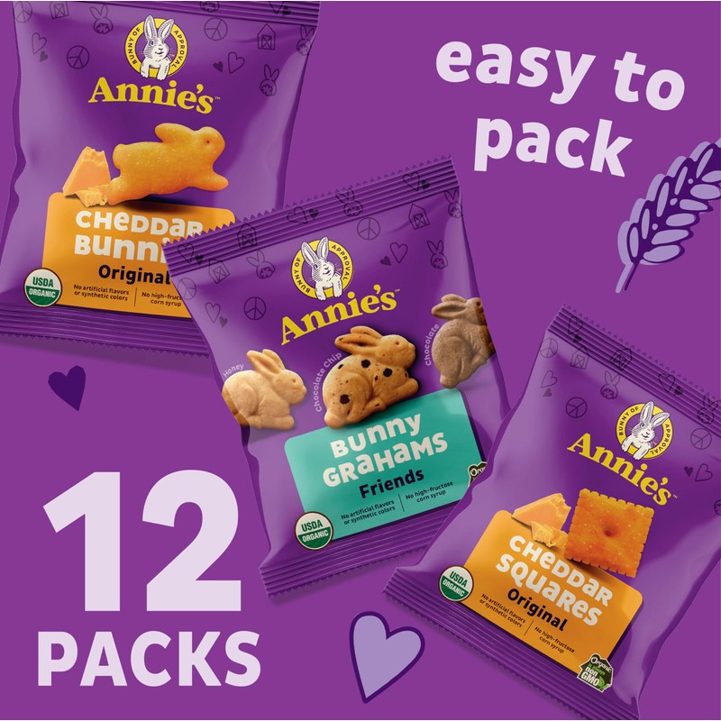 Annie's Organic Variety Pack, Cheddar Bunnies, Bunny Grahams and Cheddar