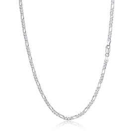 Silvora S925 Silver 3/5mm Ultra Thin Figaro Chain Women's Cuban, S925 Silver, Various Lengths, 36/45/51/56/61/66/71 cm, Silver Colours, Sterling Silver, 02-Type 3 mm