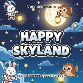 Happy Skyland - Flying Friends Coloring Book: Big, Cute & Easy Sky Friends to Color | For Kids Ages 3+ | Bold Lines, Simple Shapes & Cozy Adventures