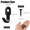 Pack of 30 Hooks for Screwing Black, Wardrobe Hooks, 28