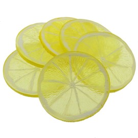 Gresorth 6pcs Highly Simulation Fake Yellow Lemon Slice Artificial Fruit Model Home Party Decoration