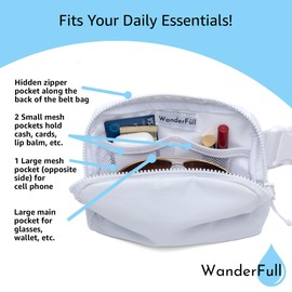 WanderFull Original Crossbody HydroBeltbag | Fanny Pack with Removable Water Bottle Holder | Adjustable Waist Bag for Carrying Your Purse, Phone, Accessories w/Tumbler Holder (Red/White Stripe)