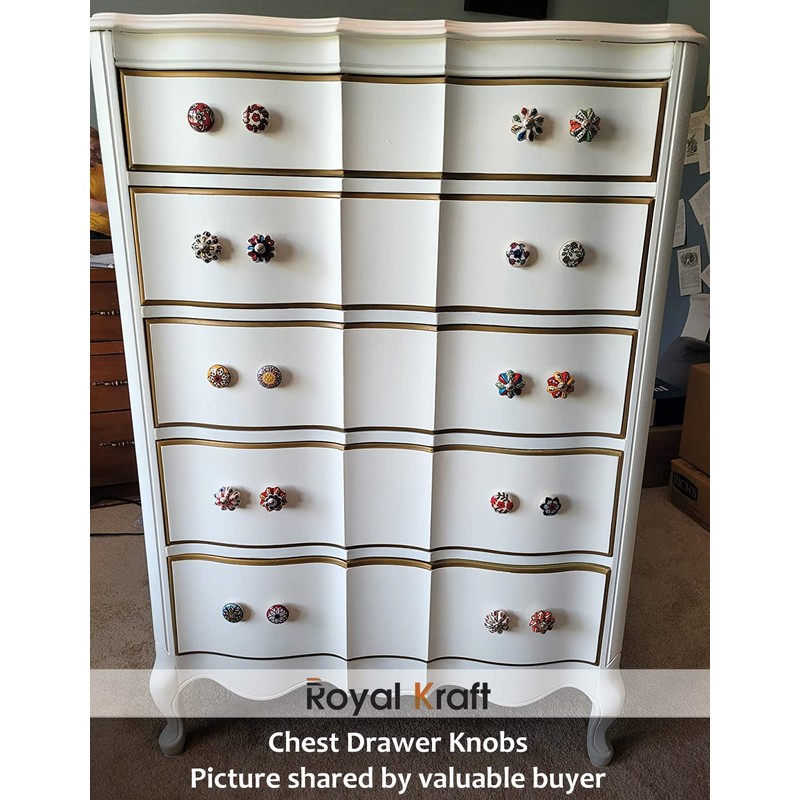 Royal Kraft Vintage Grey Painted Ceramic Pull Knobs for Kitchen