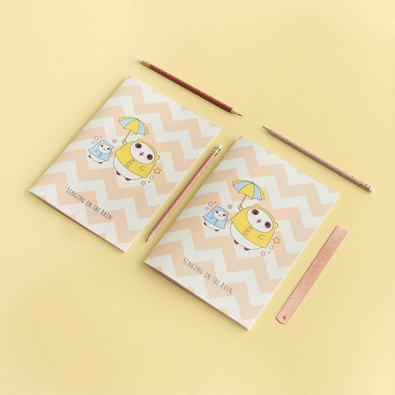 Cuquiland |Cute Panda Singing in The Rain Notebook | Notebook