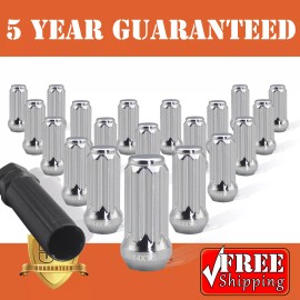 SSINGEL 24 Chrome M14x1.5 Spline Lug Nuts + Key For Chevy GMC Silverado Sierra 1500