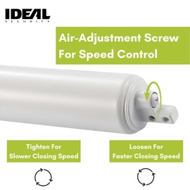 Ideal Security Model 8730 Heavy Duty Pneumatic Screen and Storm Door Closer with Wind Chain, 10.5" L x 1.5" W x 1.5" H, White