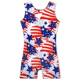 TENVDA - Maillots para niñas, gimnasia, niños, ciclismo con pantalones cortos, unidad de baile de unicornio brillante (varios colores), bandera, 4-5T