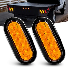 Nilight 6 Inch Oval Amber LED Trailer Tail Lights 2PCS W/Flush Mount Grommets Plugs IP67 Waterproof Turn Signals Lamp for 12V RV Camper Truck Jeep