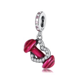 BEEUVIP Love and Dumbbells Dangle Charm 925 Sterling Silver Bead for Charm Bracelets and Necklaces, Birthday Mothers Day Jewelry Gifts Women