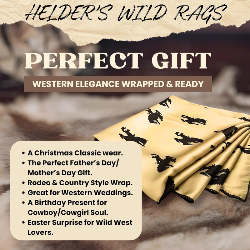 Helder Creek Co Wild Rag Silk Scarf 36'', Western Cowboy