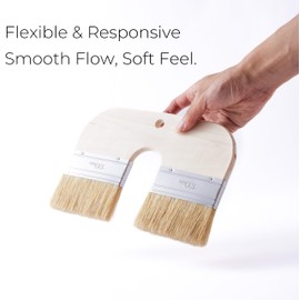 Limewash Paint Brush Natural Bristle – 4 Inch Wide U-Shaped Double Brush for Limewash on Brick and Interior Walls