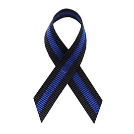Support USA | American Made 125 Police Thin Blue Line Fabric Awareness Ribbons - Bag of 125 Lapel Ribbons with Safety Pins