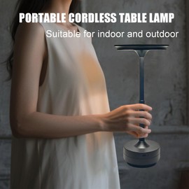 Mollislux Cordless Rechargeable LED Table Lamp, 11.5 inches Modern Portable Desk Lamps 3 Colors Adjustable Brightness, 2600 mAh Battery Powered Table Light for Bar Restaurant Dining Golden 2Pcs