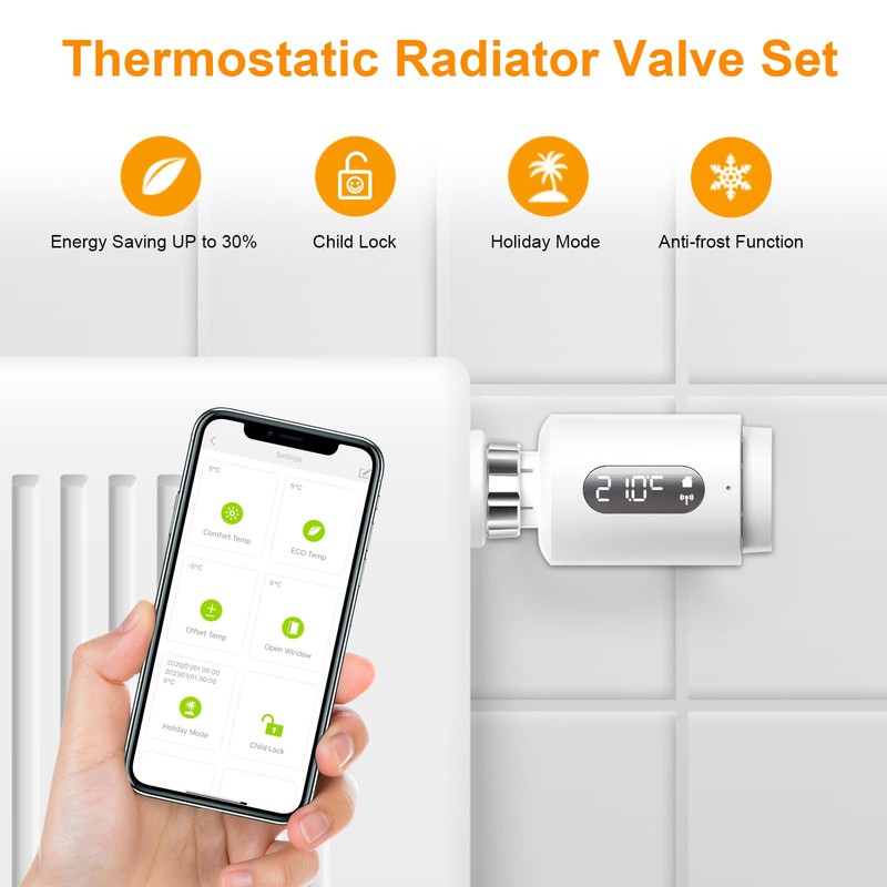 Smart Radiator Thermostat with App WLAN ANTELA Digital Display to