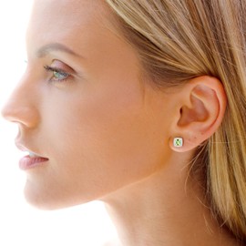 COAI Women's Crystal Earrings with Natural Stone Silver Stud Earrings 925 for Women, Sterling Silver Stone, Peridot