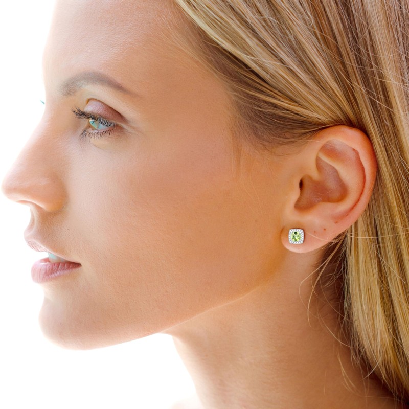 COAI Women's Crystal Earrings with Natural Stone Silver Stud Earrings