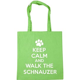 Hippowarehouse Keep calm and walk the schnauzer - dog Tote Shopping Gym Beach Bag 42cm x38cm, 10 litres