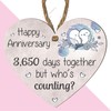 Happy Anniversary Wooden Heart Plaque – "3,650 Days Together But