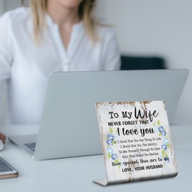 Gift for Wife from Husband To My Wife Sign Plaque Gift Wedding Anniversary Romantic Gifts for Wife Birthday Christmas Valentine's Mother's Day from Husband 4 x 4 inch XUV66