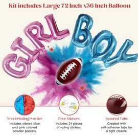 HelloBump Gender Reveal FootBall Kit| Non-Toxic|Team Pink or Blue Party Supplies