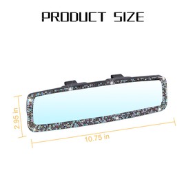 Osilly Bling Car Rearview Mirror, Decorations Rear View Mirror with Crystal Rhinestones & Diamonds, Car Interior Trim Accessories, Clip-on & HD Glass, Sparkly Gift (AB Color+Purple)