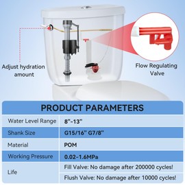 Saillong 2 Set Universal Toilet Tank Replacement Kit, Include Toilet Fill Valve, 2 Inch Low Flow Toilet Rubber Flapper, Side Mount Toilet Flush Brass Handle, Easy Install Repair Kit