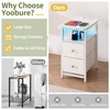 Yoobure End Table with Charging Station, Narrow Side Table LED
